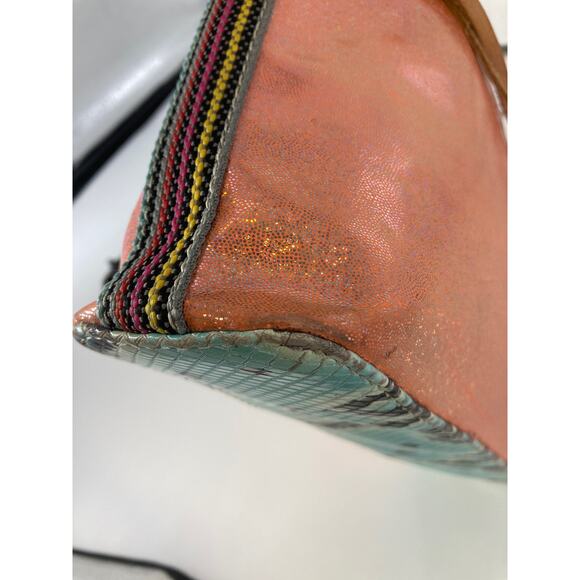 CONSUELA MEDIUM PEACH, TEAL CROSSBODY BAG WITH SNAKE PRINT - Picture 8 of 16